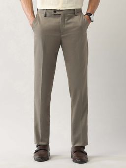 Arrow - Light Brown Men Solid Smartflex Formal Trousers
