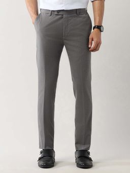 Arrow - Grey Men Mid Rise Autoflex Textured Trousers