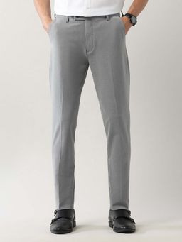 Arrow - Grey Men Solid Slim Fit Formal Trousers