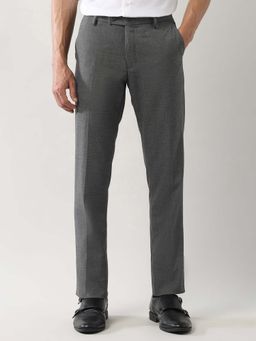 Arrow - Grey Men Solid Regular Fit Trousers