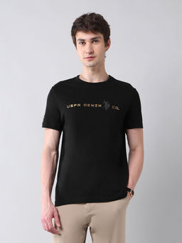 U.S. Polo Assn. Denim Co. - Men's Brand Printed Pure Cotton Black Label T-Shirt