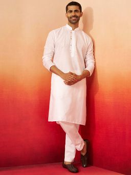 Vastramay - White Jacquard Kurta With Pant for Men