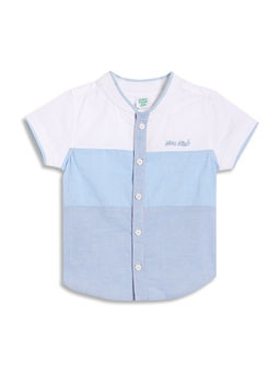 MINI KLUB - Blue Cotton Half Sleeves Colorblocked Shirt