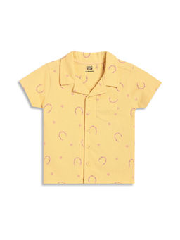 MINI KLUB - Yellow Cotton Half Sleeves Stars Printed Shirt
