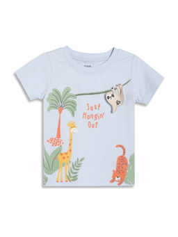 MINI KLUB - Blue Cotton Half Sleeve Printed T-shirt