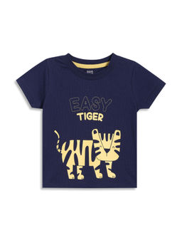 MINI KLUB - Navy Blue Cotton Half Sleeve Printed T-shirt