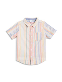 MINI KLUB - Multi-Color Cotton Half Sleeves Striped Shirt