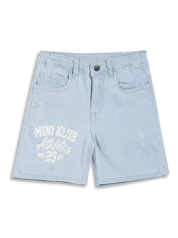 MINI KLUB - Blue Cotton Text Printed Shorts