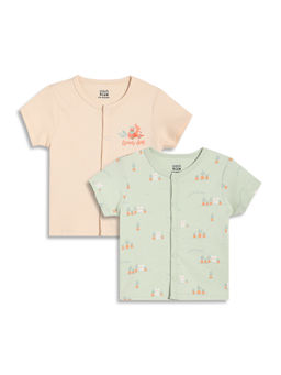 MINI KLUB - Multi-Color Cotton Farm Theme Printed Front Open Jablas (Pack of 2)