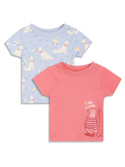 MINI KLUB - Multi-Color Cotton Half Sleeve Birds Printed T-shirts (Pack of 2)