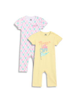 MINI KLUB - Multi-Color Cotton Half Sleeves Printed Bodysuits (Pack of 2)