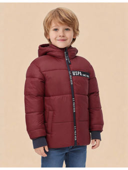 U.S. POLO ASSN. - Red Solid Regular Fit Puffer Jacket