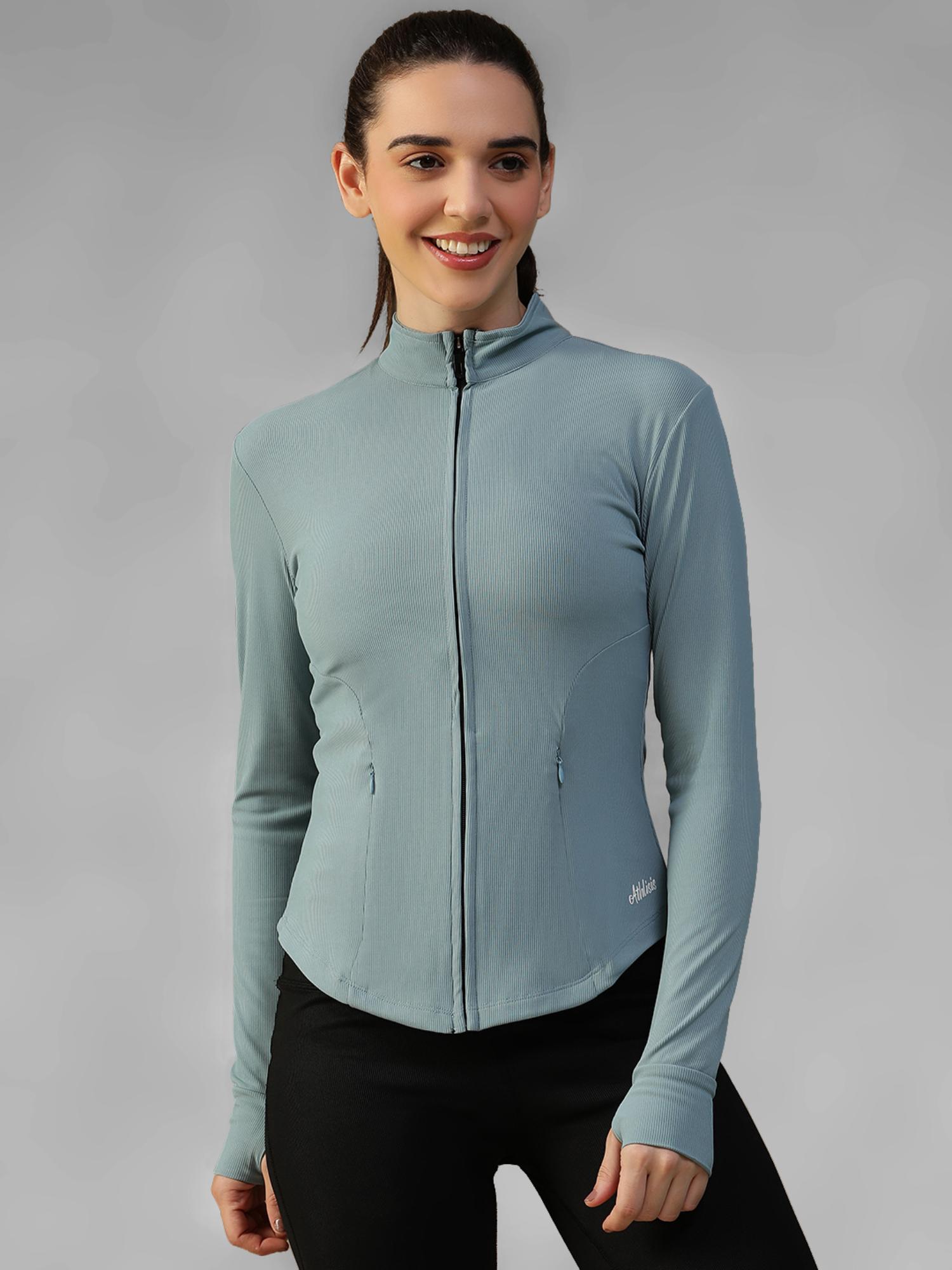 athlisis Blue Women's Everyday Sporty Zip-Up Gym and Training Jacket-picture-10