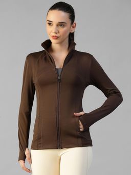 Athlisis - Brown Women's Everyday Sporty Zip-Up Gym and Training Jacket