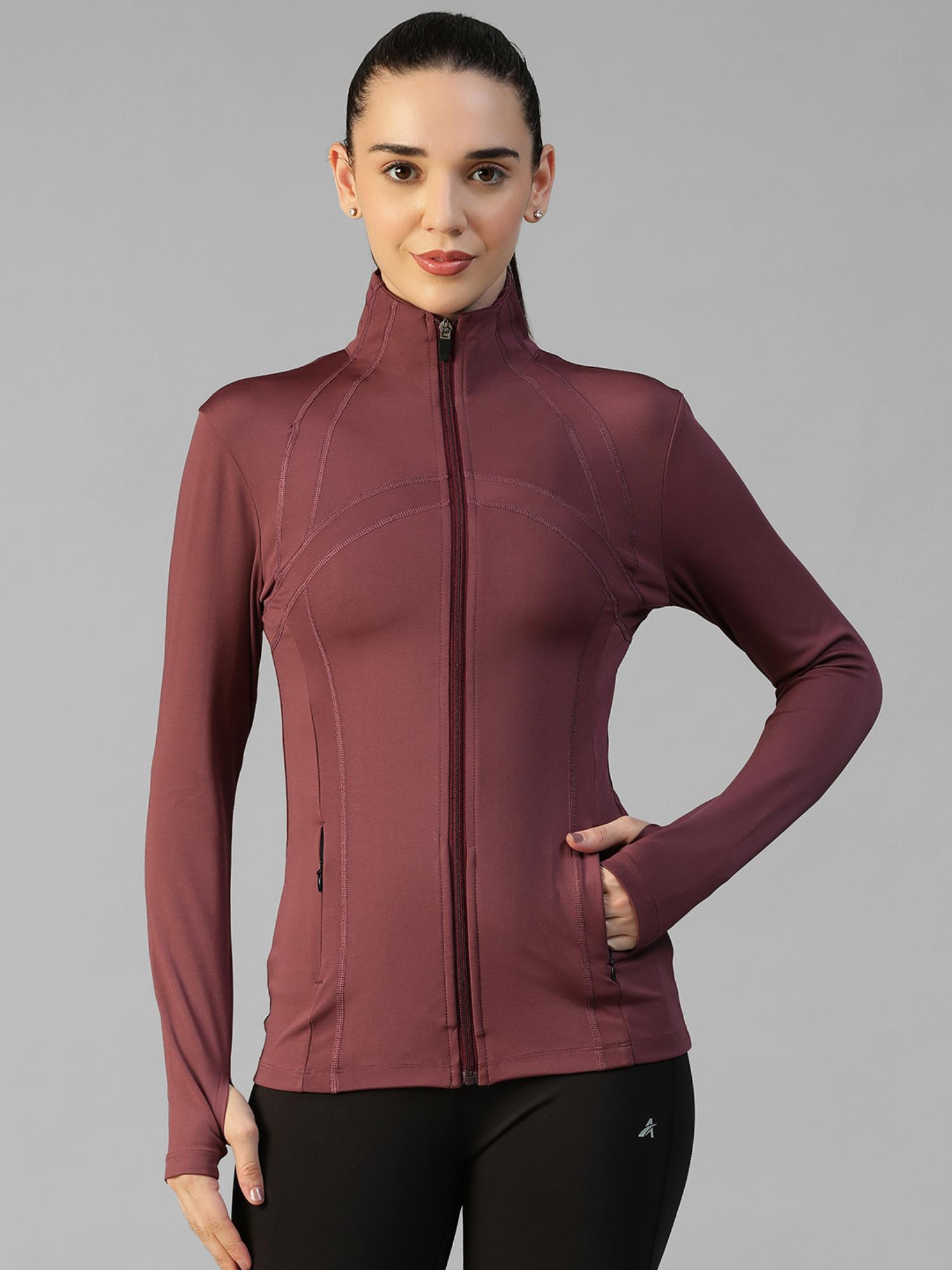athlisis Maroon Women's Everyday Sporty Zip-Up Gym and Training Jacket-picture-29