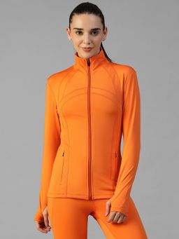 Athlisis - Orange Women's Everyday Sporty Zip-Up Gym and Training Jacket
