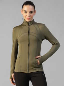 Athlisis - Olive Women's Everyday Sporty Zip-Up Gym and Training Jacket