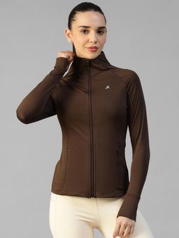 Athlisis - Brown Women's Everyday Sporty Zip-Up Gym and Training Jacket