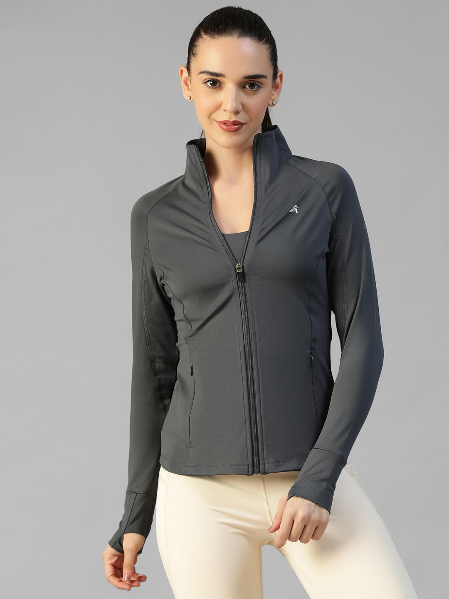 athlisis Grey Women's Everyday Sporty Zip-Up Gym and Training Jacket-picture-10