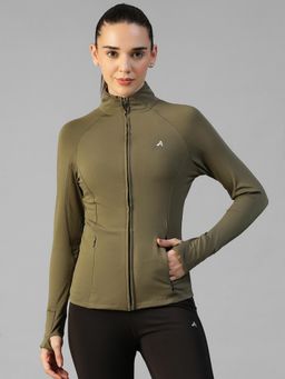 Athlisis - Olive Women's Everyday Sporty Zip-Up Gym and Training Jacket