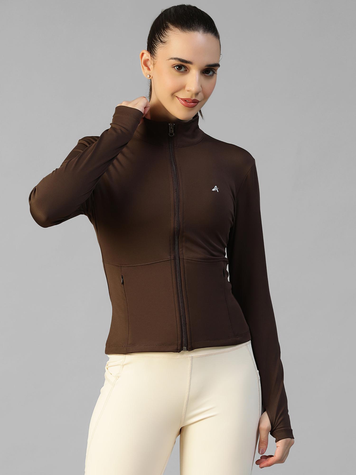 athlisis Brown Women's Everyday Sporty Zip-Up Gym and Training Jacket-picture-42