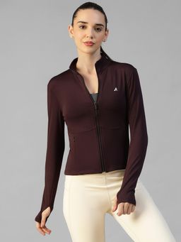 Athlisis - Burgundy Women's Everyday Sporty Zip-Up Gym and Training Jacket