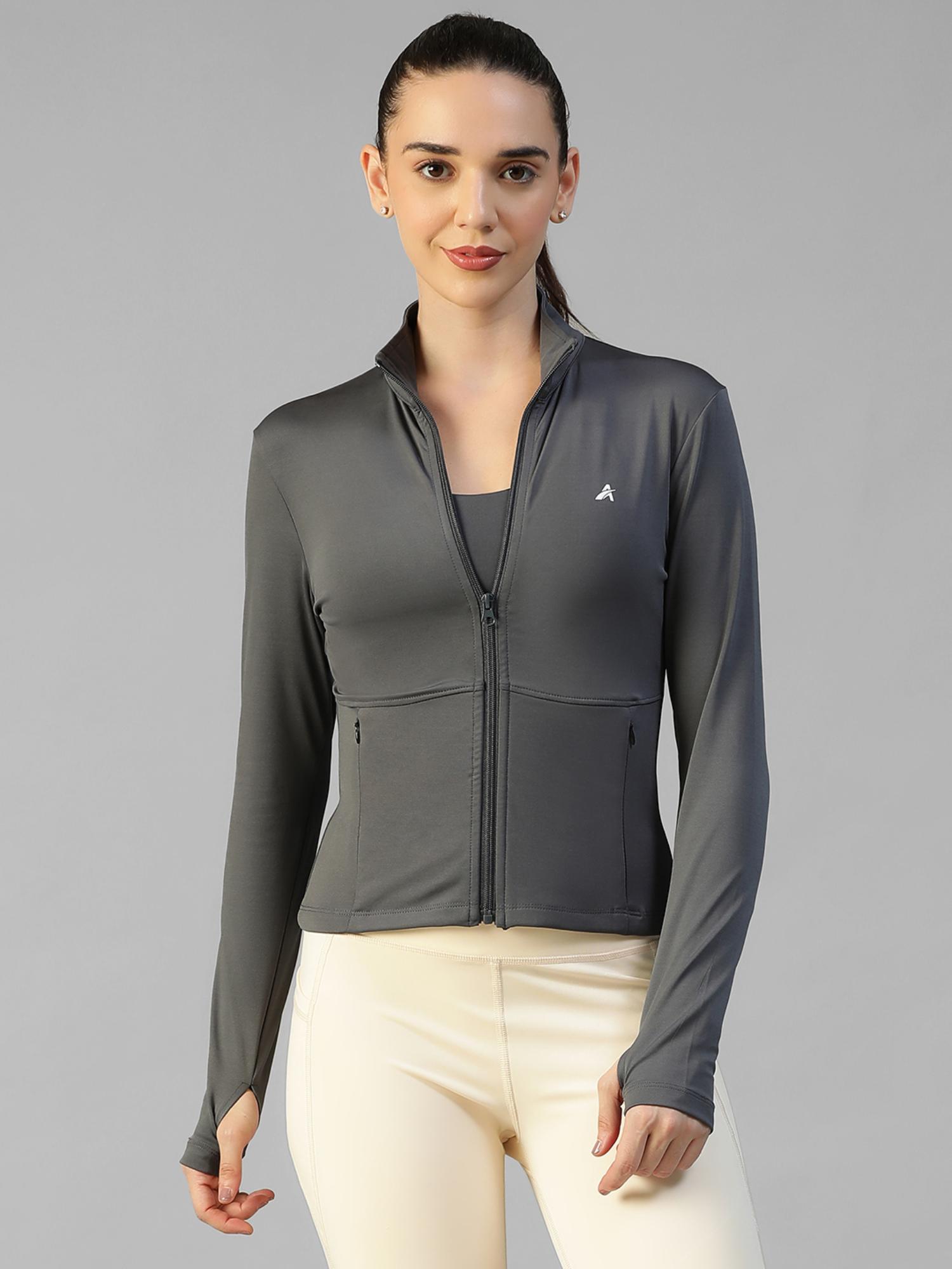 athlisis Grey Women's Everyday Sporty Zip-Up Gym and Training Jacket-picture-37