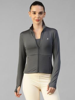Athlisis - Grey Women's Everyday Sporty Zip-Up Gym and Training Jacket