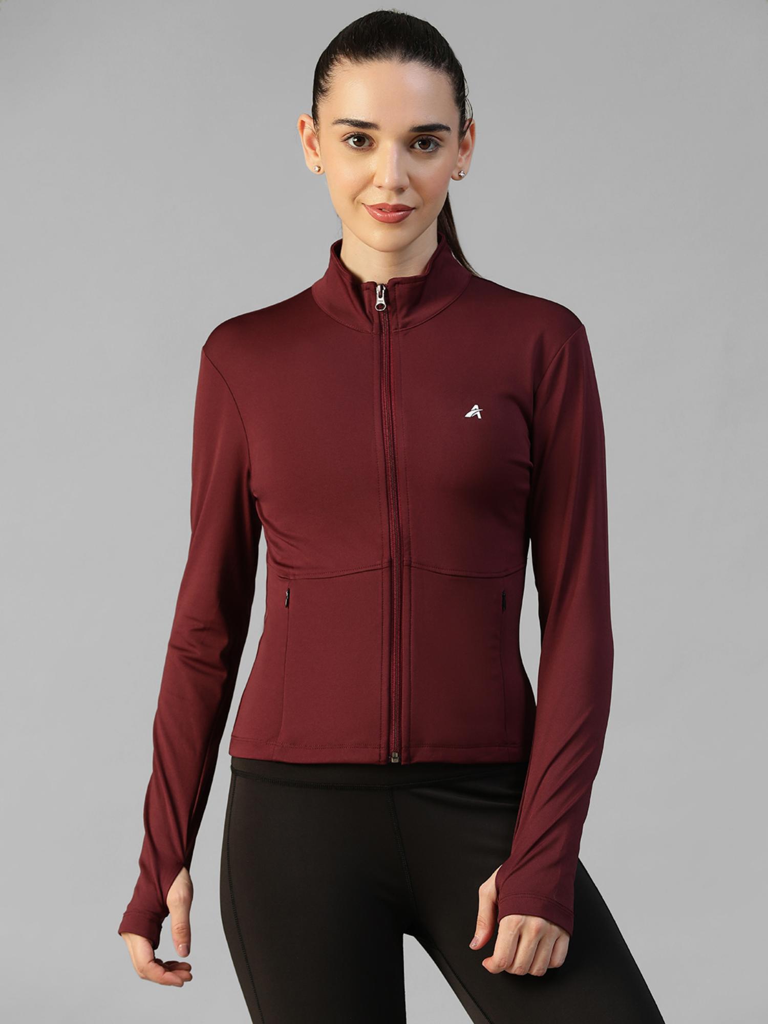 athlisis Maroon Women's Everyday Sporty Zip-Up Gym and Training Jacket-picture-27