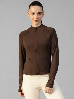 Athlisis - Brown Women's Everyday Sporty Zip-Up Gym and Training Jacket