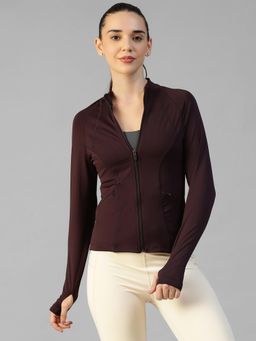 Athlisis - Burgundy Women's Everyday Sporty Zip-Up Gym and Training Jacket