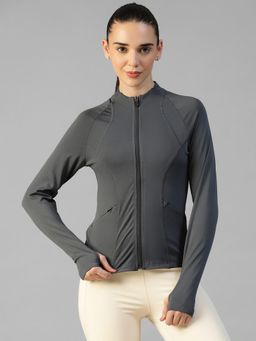 Athlisis - Grey Women's Everyday Sporty Zip-Up Gym and Training Jacket