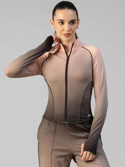 Athlisis - Brown Women's Everyday Sporty Zip-Up Gym and Training Jacket