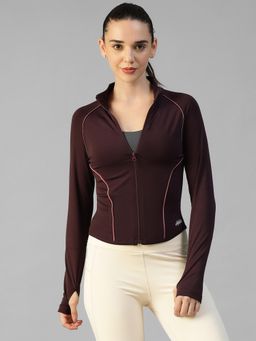 Athlisis - Burgundy Women's Everyday Sporty Zip-Up Gym and Training Jacket