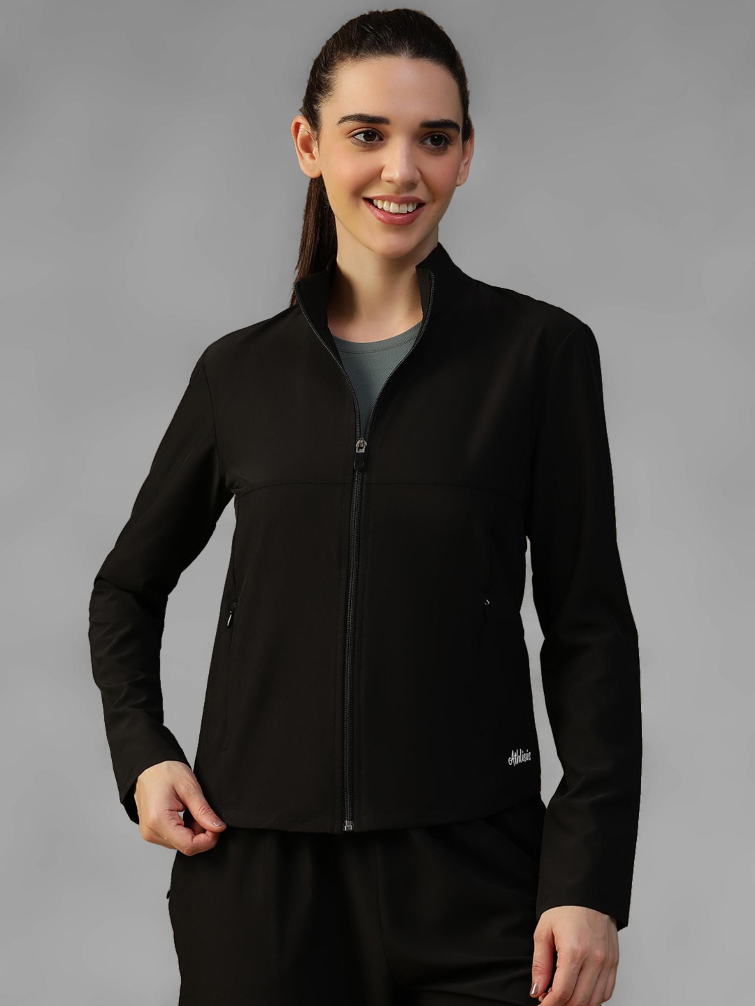 athlisis Black Women's Everyday Sporty Zip-Up Gym and Training Jacket-picture-14