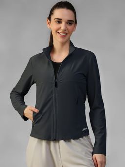 Athlisis - Grey Women's Everyday Sporty Zip-Up Gym and Training Jacket