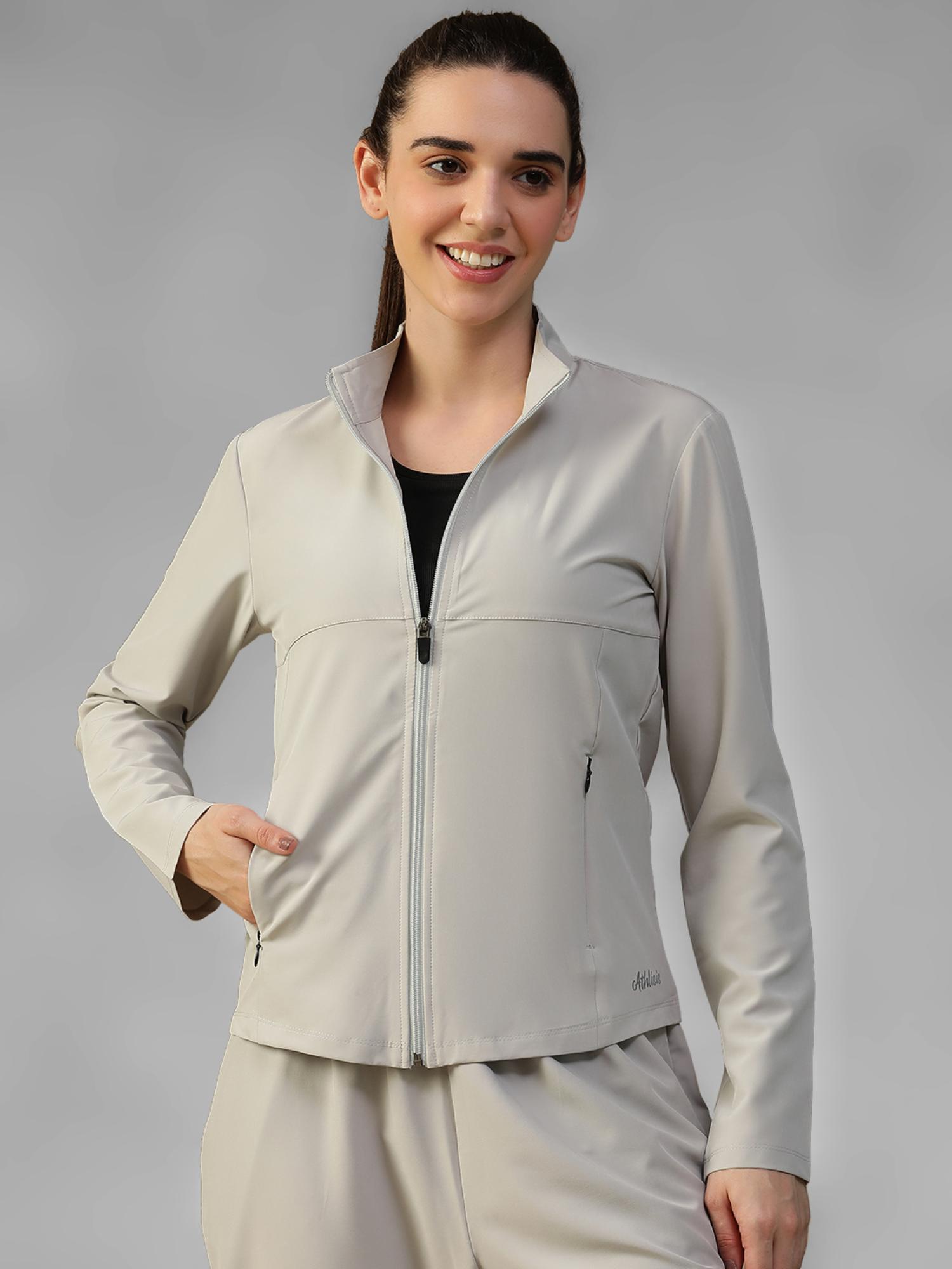 athlisis Grey Women's Everyday Sporty Zip-Up Gym and Training Jacket-picture-10