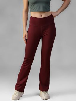 Athlisis - Maroon Women's High-Waist Yoga Trackpant