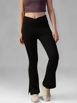 Athlisis - Black Women's Crossover Waist Yoga Trackpant