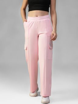 Athlisis - Pink Women's Quick Dry Relaxed Fit Mid-Rise Cargo Pockets Trackpant