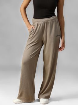 Athlisis - Beige Women's Relaxed Fit Mid-Rise Trackpant