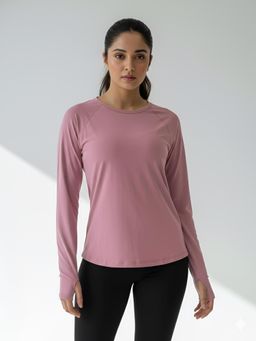 Fitkin - Pink Women's Uv Resistant Back Laser Cut Pink T-Shirt