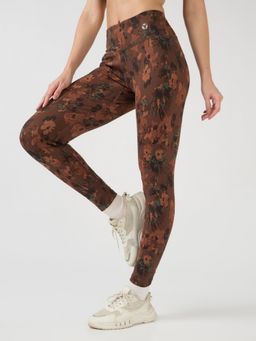 Technosport - Brown Women's Printed Slim Fit Sports Tights