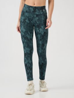 Technosport - Green Women's Printed Slim Fit Sports Tights