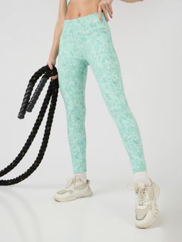 Technosport - Green Women's Printed Slim Fit Sports Tights
