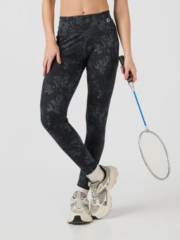 Technosport - Grey Women's Printed Slim Fit Sports Tights