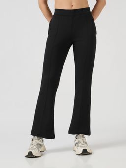Technosport - Black Women's Stretchable Slim Fit Mid Waist Fit And Trackpant