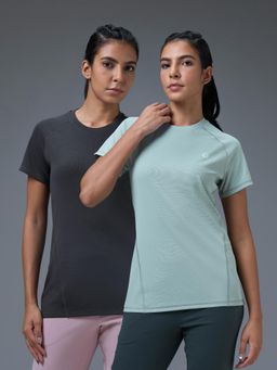 Technosport - Multi-Colour Women's Slim Fit Round Neck Sports T-Shirt (Pack Of 2)