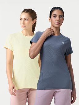Technosport - Multi-Colour Women's Slim Fit Round Neck Sports T-Shirt (Pack Of 2)