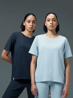 Technosport - Multi-Colour Women's Relaxed Fit Cubic Melange Round Neck T-Shirt (Pack Of 2)